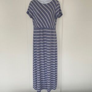 J. Jill Light Blue and White Striped Maxi Dress. Soft and comfortable.